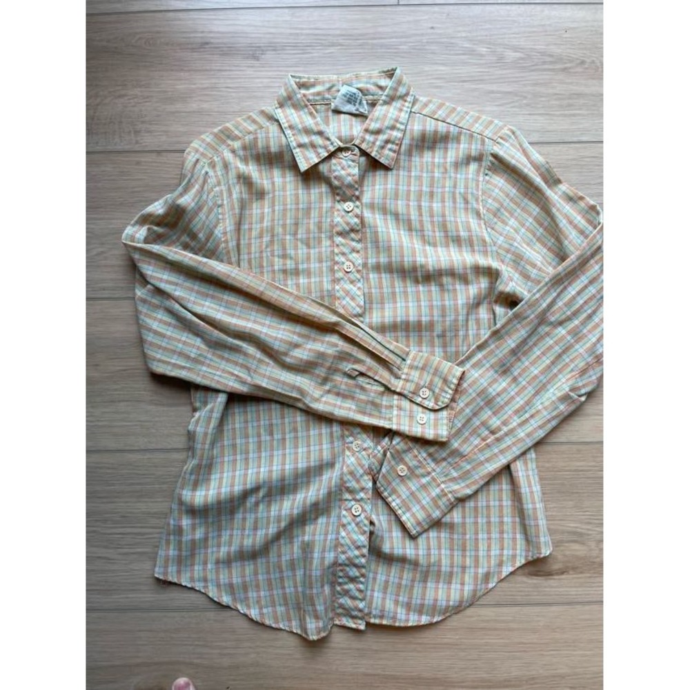 Vintage California Ivy Plaid Button Down Shirt Orange Green‎ Yellow Size 13
